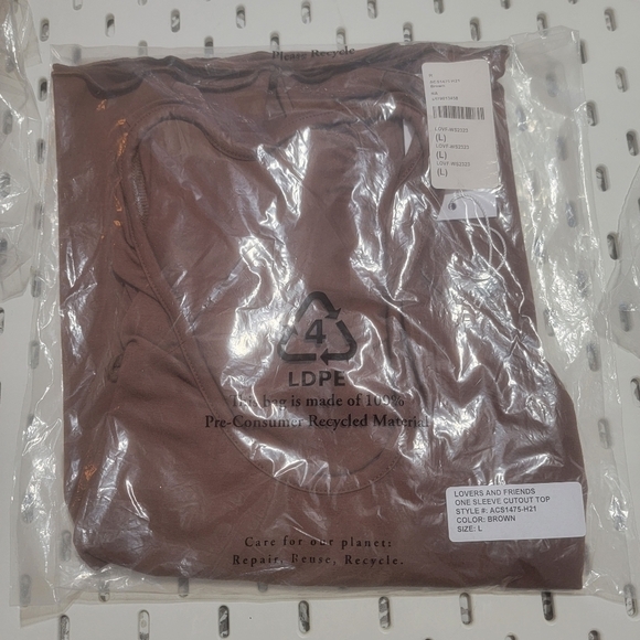 LOVERS + FRIENDS One Shoulder Top Women Sz Large Brown Cutout Long Sleeve Boho - Picture 2 of 7
